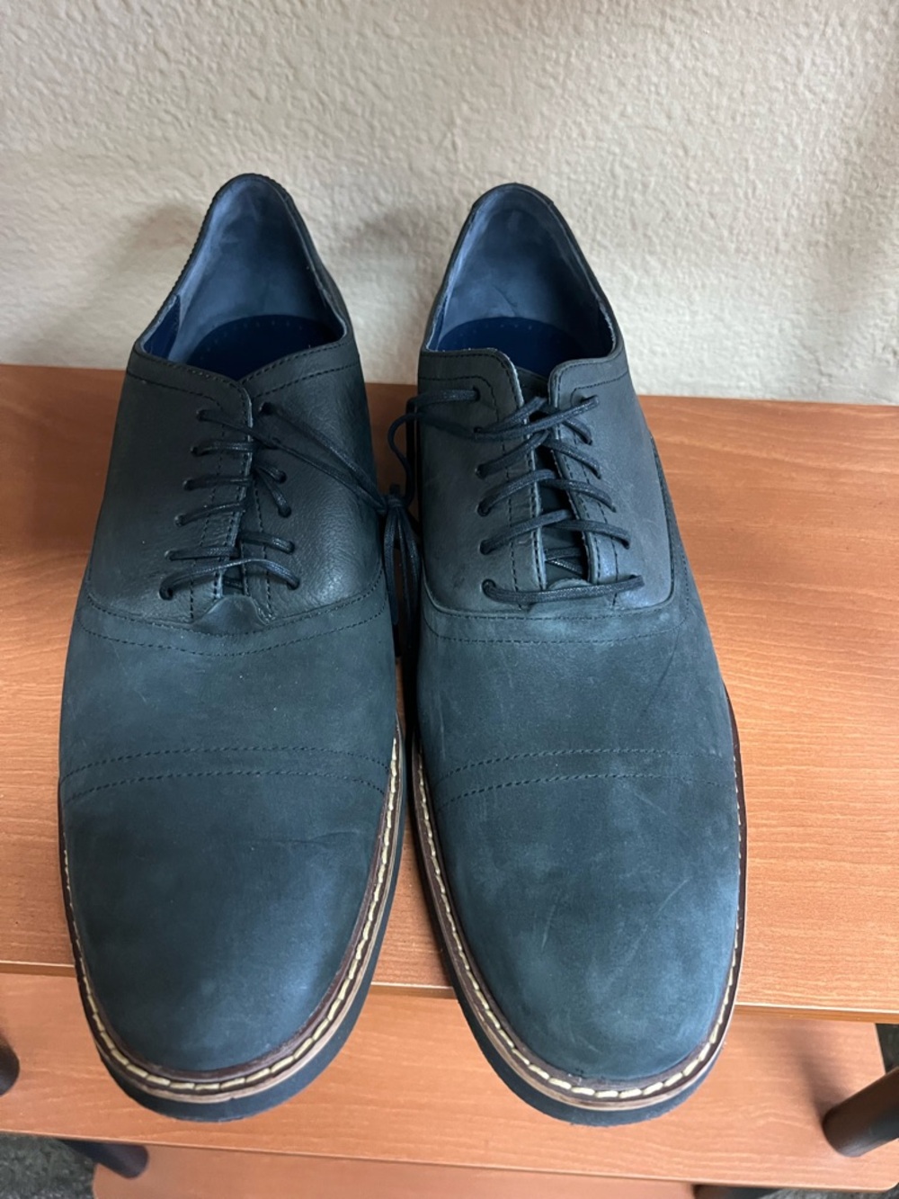 Cole Haan Mens Shoes 13M Dark Gray Leather Suede Two Tone Casual Derby